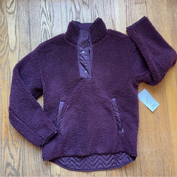 NEW Athleta Cozy Snap Sherpa Pullover Sweatshirt 466888 Purple NWT - Picture 3 of 8